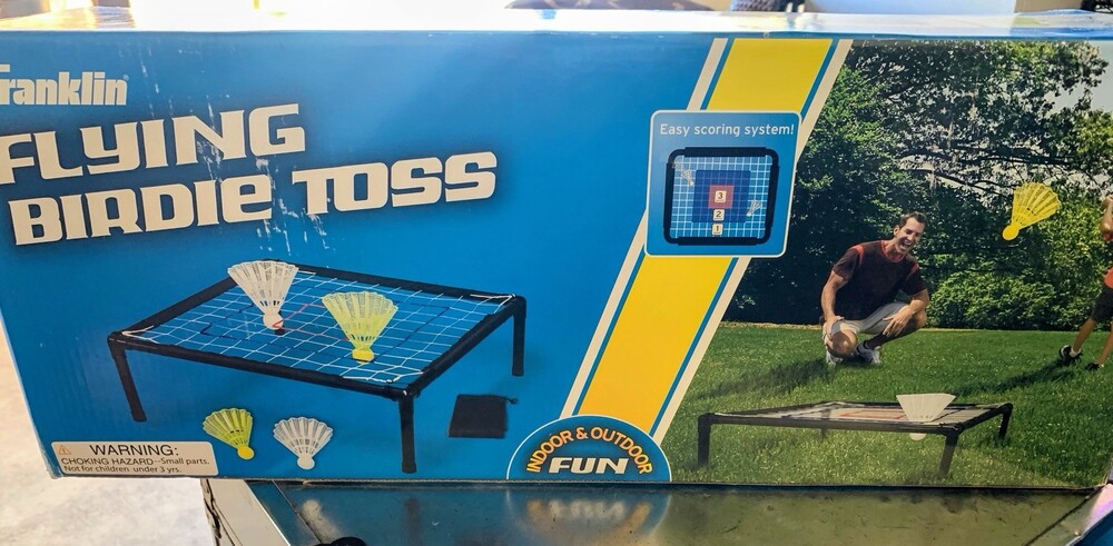 Franklin Flying Birdie Toss Game Set PVC Target Frame Net 4 Jumbo Birdies Bag